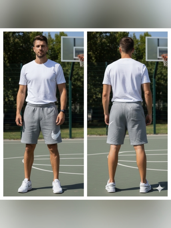 Nike Other - Men's Grey Athletic Shorts With A White Swoosh Standard Fit & Knee Length
